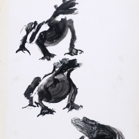 Thème : les grenouilles, de Raymond Humbert. Photos Archives du Musée des Ars populaires de Laduz